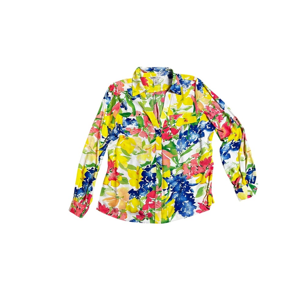 White House Black‎ Market Outlet Floral Button Down Blouse Small Artsy - Picture 2 of 9